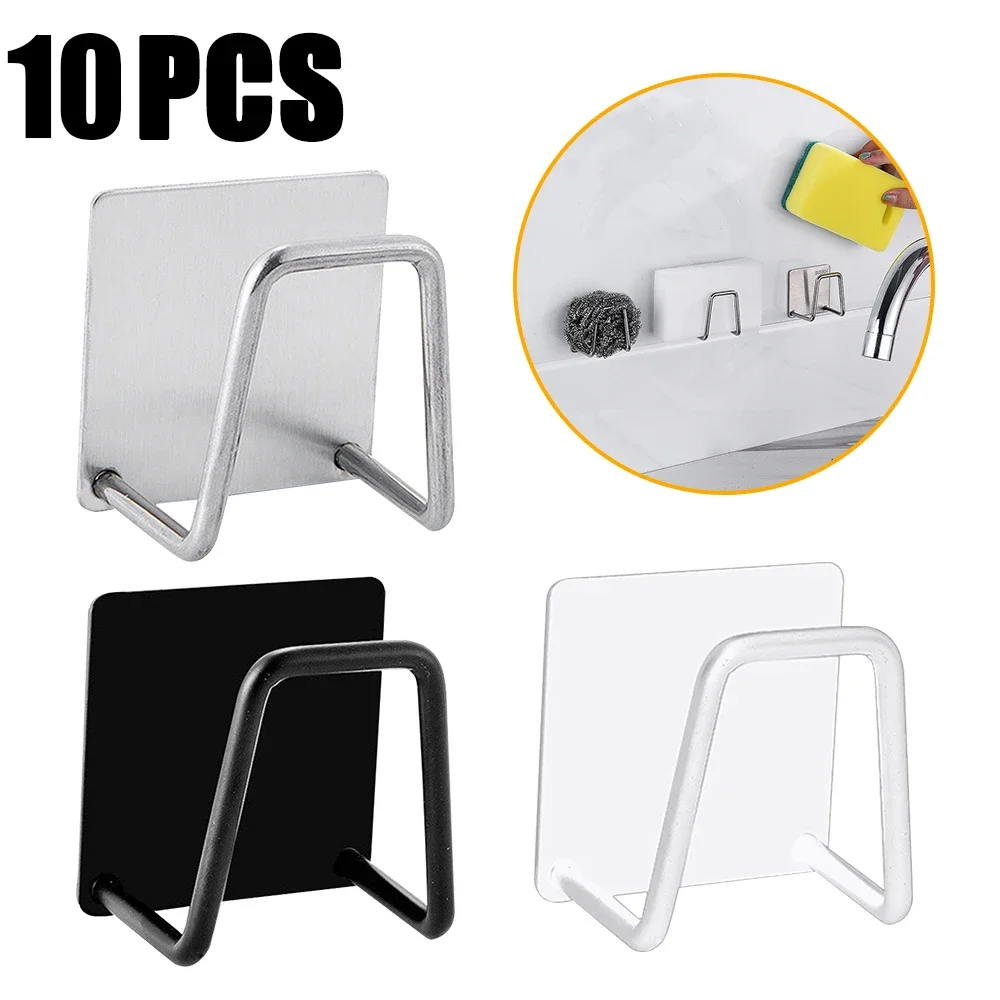 Soporte para esponjas de cocina, esponjas para fregadero de acero inoxidable, estante de secado y drenaje, soporte de almacenamiento autoadhesivo, ganchos de pared, organizador de cocina