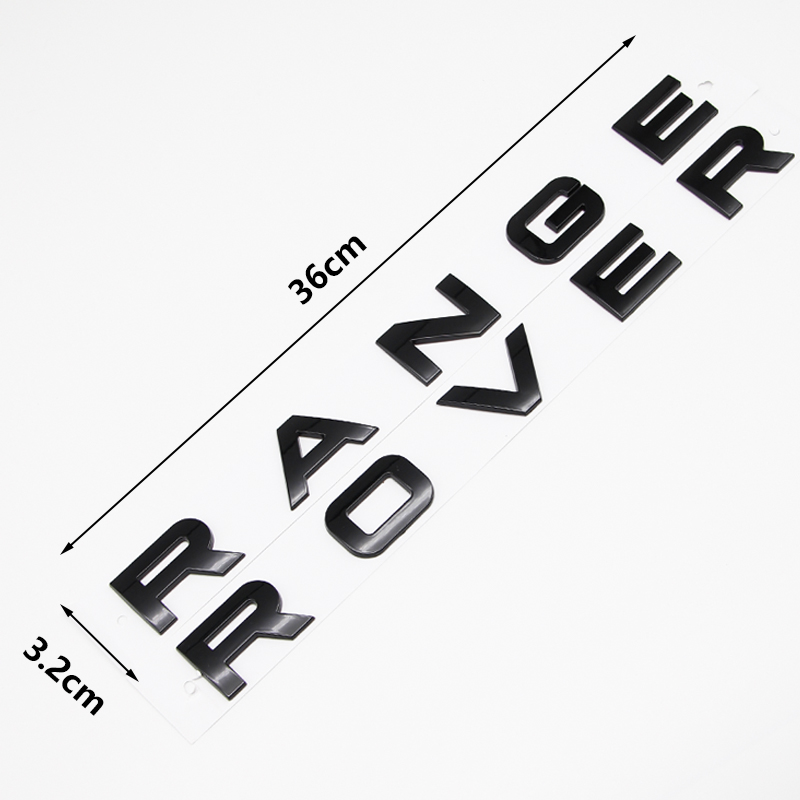 Logotipo 3D ABS, emblema de letras Range Rover negras, insignia trasera del capó delantero del coche para Range Rover Sport L320 L322 Evoque Velar, accesorios
