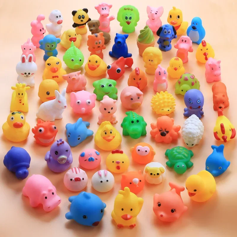 かわいい動物お風呂のおもちゃカラフルなソフトラバーフロートスクイズ音水泳水のおもちゃベビーバスプレイ動物のおもちゃ