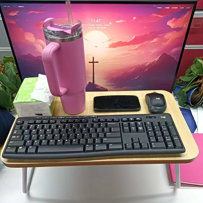 Multifunctional Folding Desk for Bed and Sofa, Portable Lap Study and Laptop Table with Stabilizing Legs, Versatile Workstation