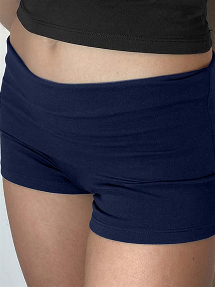 CHRONSTYLE-pantalones cortos elásticos de cintura baja para mujer, Shorts informales ajustados de Color liso, ropa de calle, novedad de verano 2024