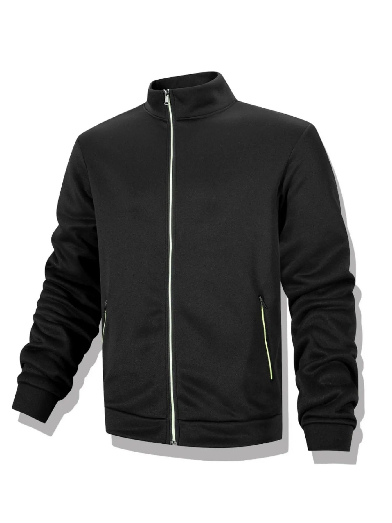 Jaqueta de moletom casual masculina com zíper completo cardigan gola jaqueta outono inverno masculino ao ar livre casaco quente à prova de vento