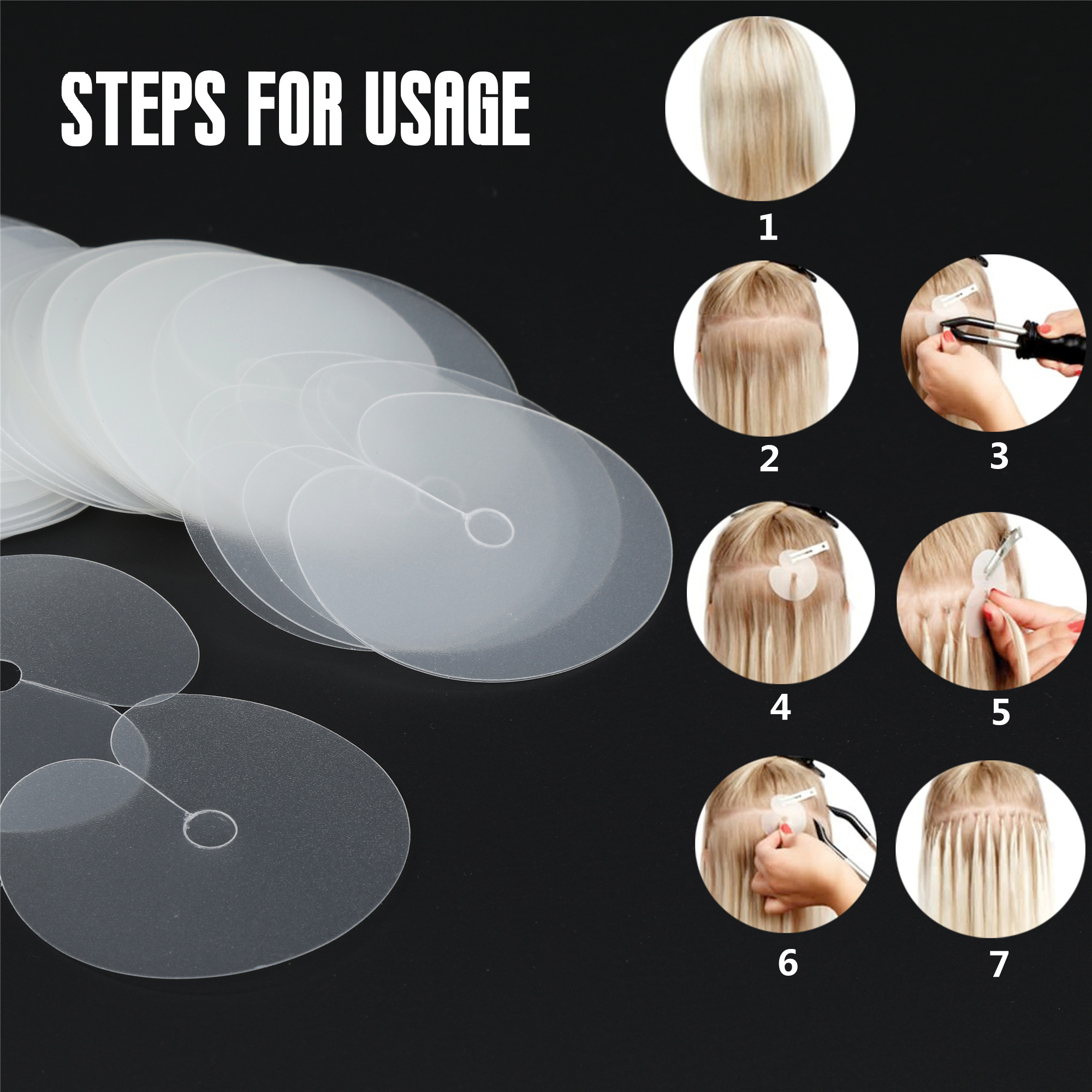 50 herramientas útiles para peluca de extensión de cabello, protectores de calor para extensión de cabello. Hoja de conector de alta calidad