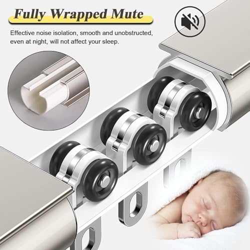 de riel de cortina resistente con tecnología Silent Glide para separadores de habitaciones y tratamientos de ventanas, montado