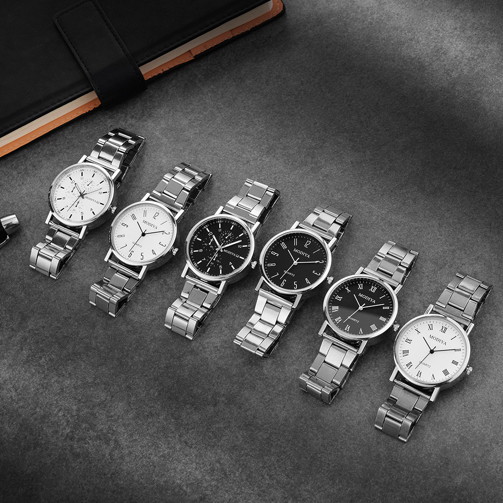 Reloj informal con esfera redonda, relojes de pulsera de cuarzo de acero inoxidable, relojes de pulsera de negocios para hombre, reloj de lujo femenino