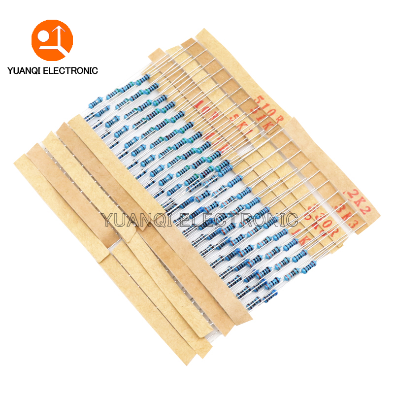 300 peças 10r - 1m ohm 1/4w 1/2w 1w conjunto de resistência 1% kit de sortimento de resistor de filme de metal 30 tipos * 10 peças = 300 peças