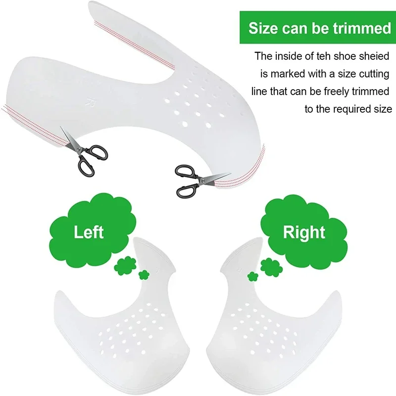 Protector de pliegues para zapatos, puntera antipiega, doblada, grieta, soporte, ensanchador de zapatos, zapatillas protectoras ligeras, 4 Uds.