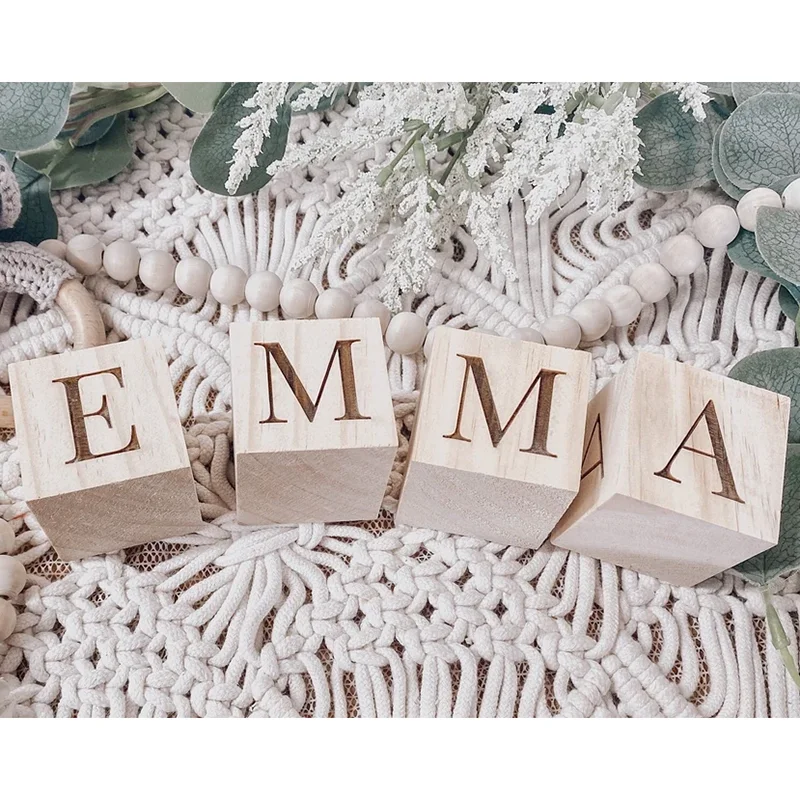 Bloques de madera personalizados con nombre, bloques de anuncio de embarazo, regalo para Baby Shower, foto de utilería, decoración personalizada para fiesta de guardería, favores