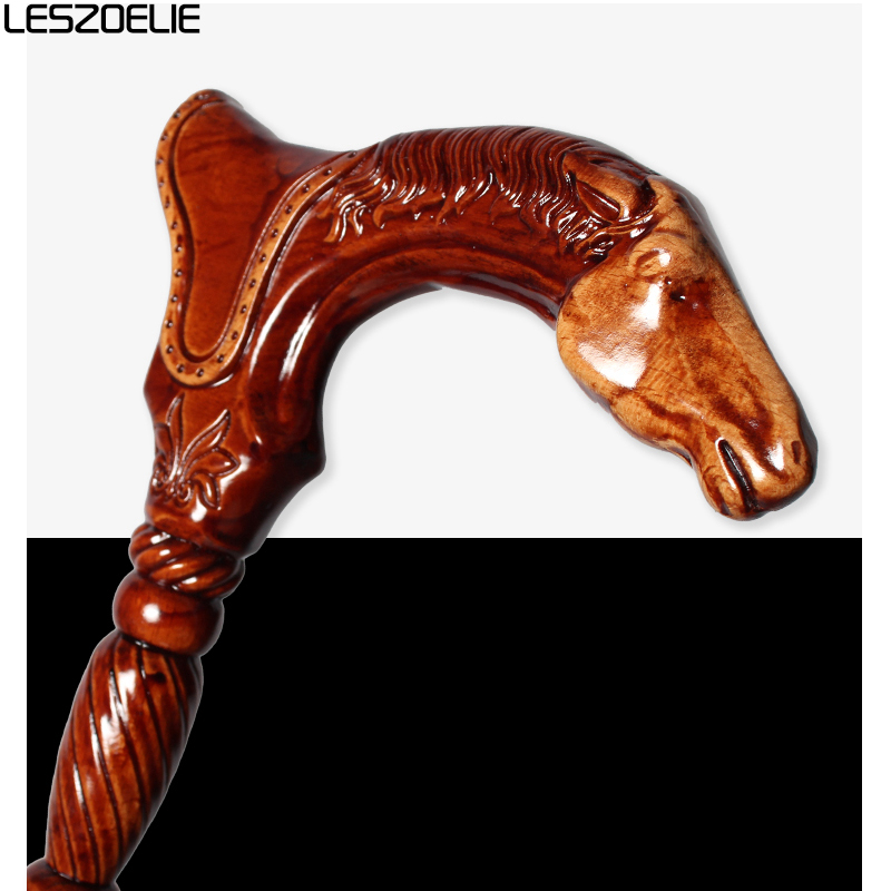 95ซม.ม้า Handle เยอรมัน Beech ไม้เดิน Stick ผู้ชายที่ถอดออกได้ Canes ผู้หญิงไม้เท้าเดิน