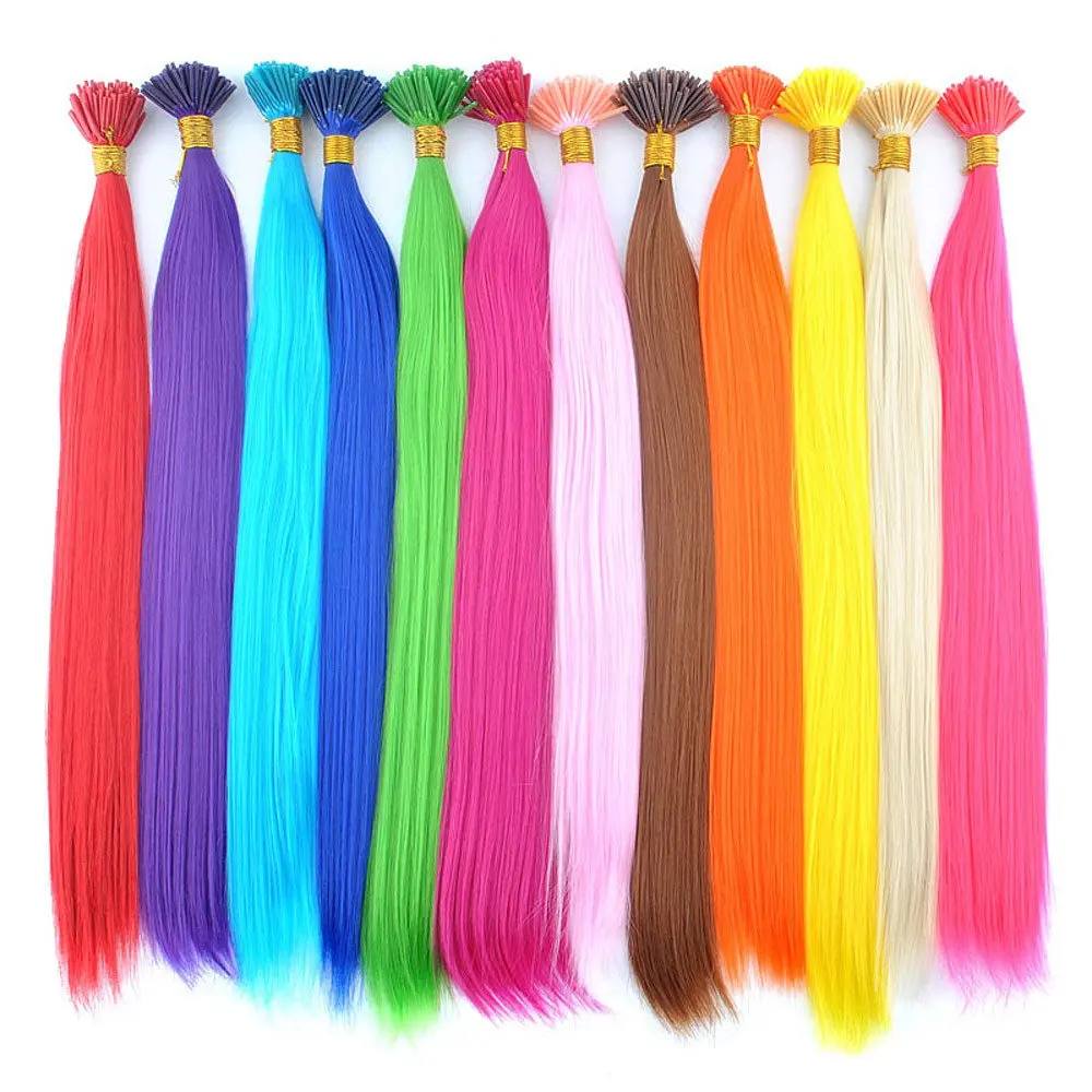 Tổng Hợp Tóc Cầu Vồng Giả Làm Tóc Màu Kanekalon Tôi-Đầu Keratin Fusion Cho Tóc Sợi Tóc miếng