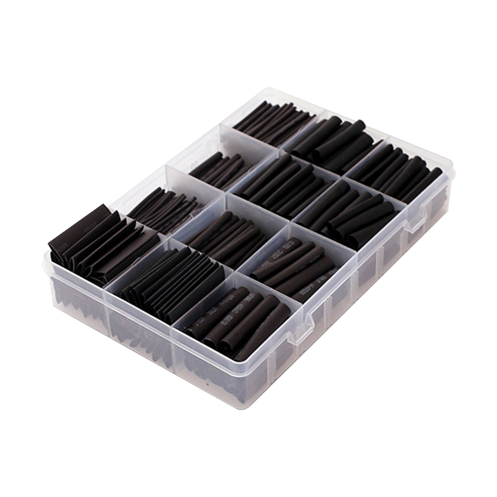 625PCS Black Heat Shrink Tubing, 2:1 Shrink Ratio Polyolefin Heat Shrink Tubing Assortment