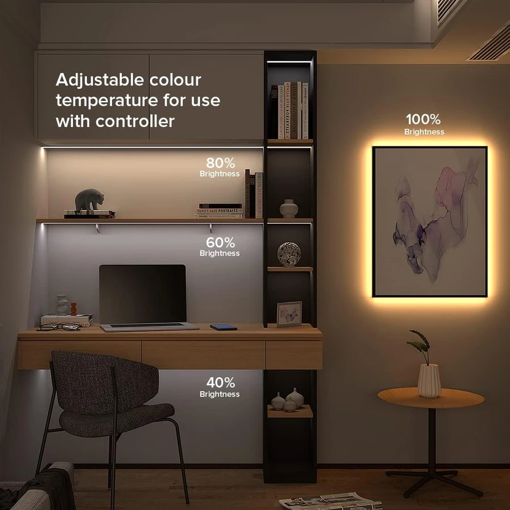 Tira de luces LED Tuya Zigbee COB CCT, 12V, 2m, 3m, 5m, 10m, lámpara decorativa Flexible regulable para armario, asistente de Google Alexa