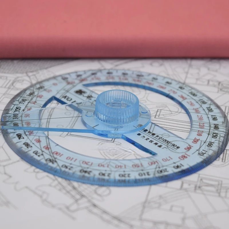 1 kreisförmiger Durchmesser 10cm transparenter Kunststoff 360 Grad Zeiger Winkelmesser Lineal Winkel für Schul büro Zeichnung liefert Winkelmesser
