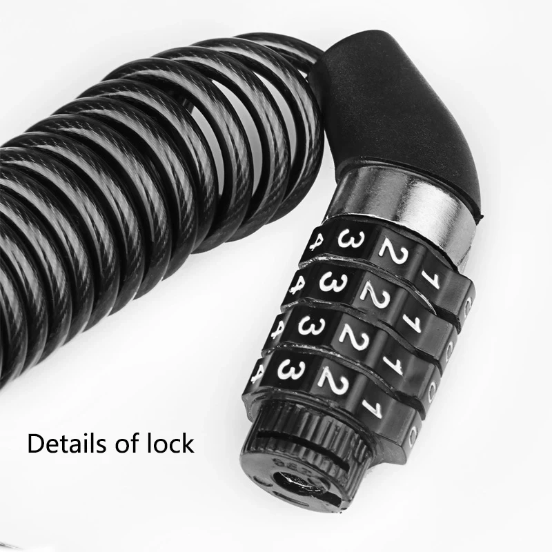 1 unidad de cerradura de cable con contraseña para casco de seguridad de coches eléctricos universales para motocicleta, candados antirrobo portátiles para bicicleta de montaña y carretera