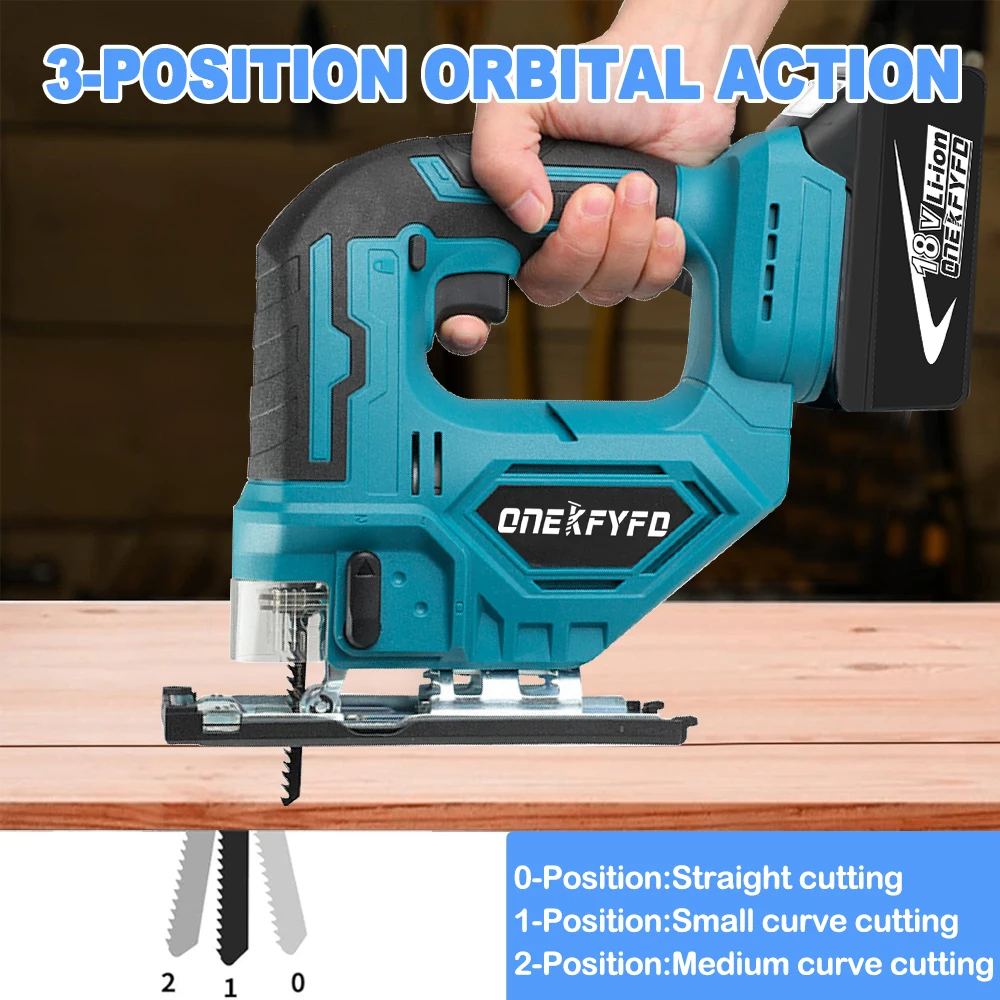18v 65mm Cordless Jig Saw Portable Electric Jig Saw  LED Light Multi-Function Woodworking Tools for Makita 18V Battery