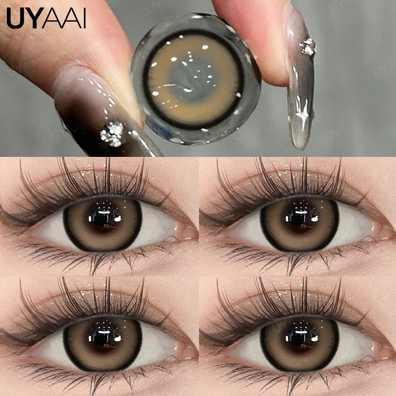 UYAAI Lentes de contacto de colores de 0 a -8,00 grados para ojos Lentes de color gris con dioptrías Miopía y2k Colorcon Lentes azules Verde