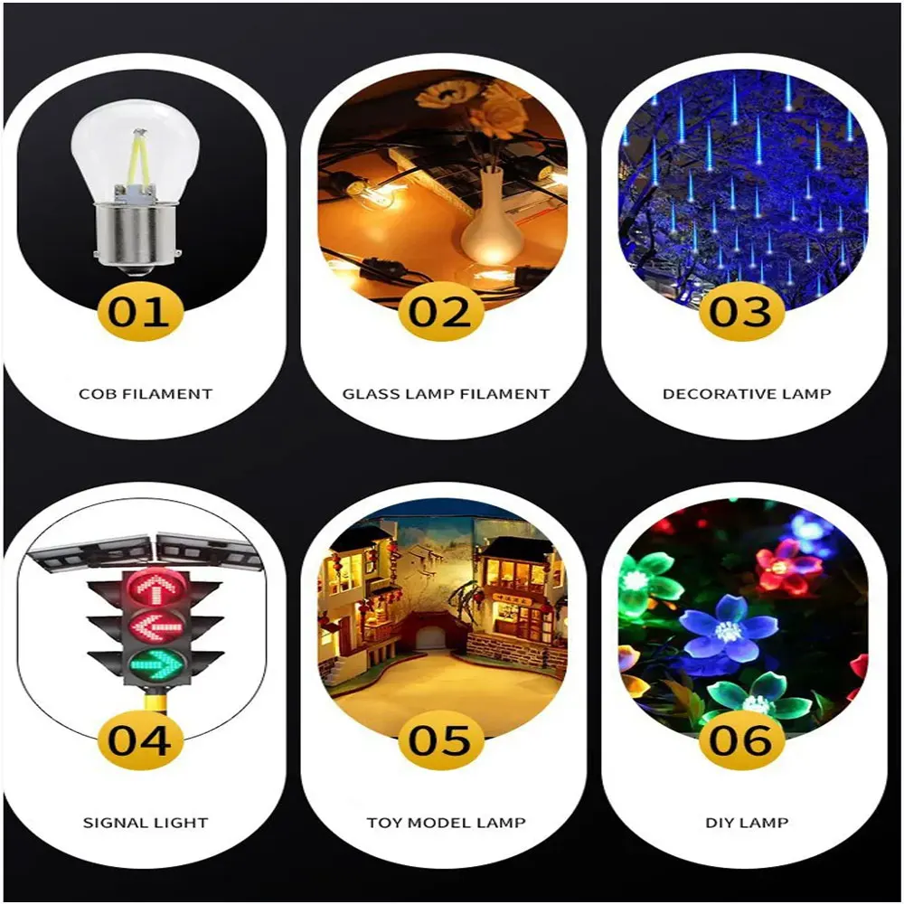LED Flexible Filament DC3V 25/80/110/128/190/300MM Positive Negative Same End Edison Bulb Lamp Parts DIY Diode Decorative Lamp