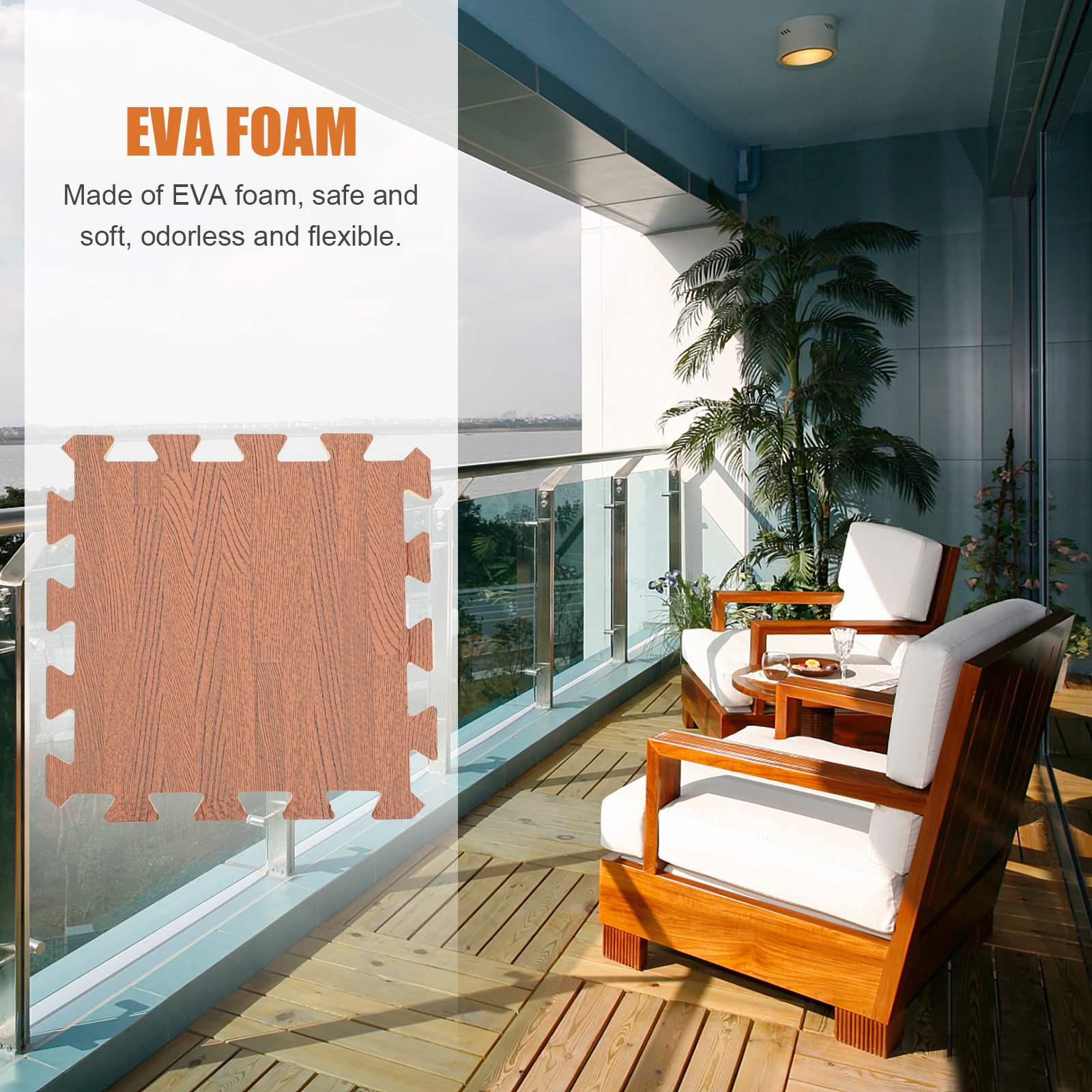 12pçs telhas de piso de quebra-cabeça de grão de madeira, tapetes acolchoados antiderrapantes para escritório, academia, fitness, treino