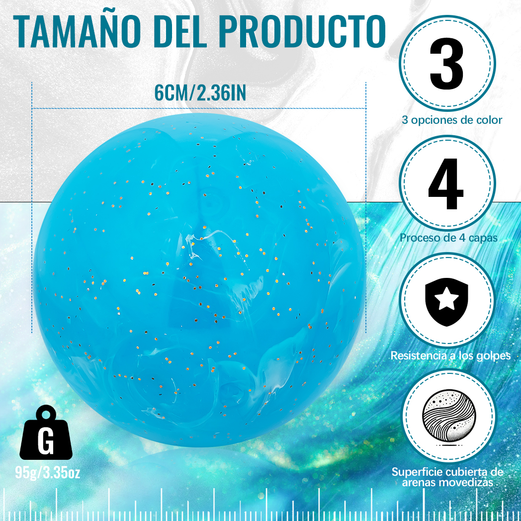 Pelota de golf Caiton Premium Park - 60 mm/2,36 pulgadas, diseño de arte fluido, rojo, azul, verde, construcción de 4 capas