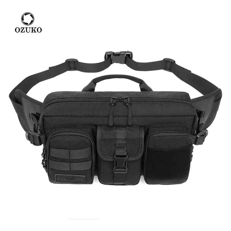 Ozuko tático fanny pacote masculino à prova dwaterproof água sacos de ombro moda curta viagem saco do mensageiro carregamento usb crossbody saco adolescente