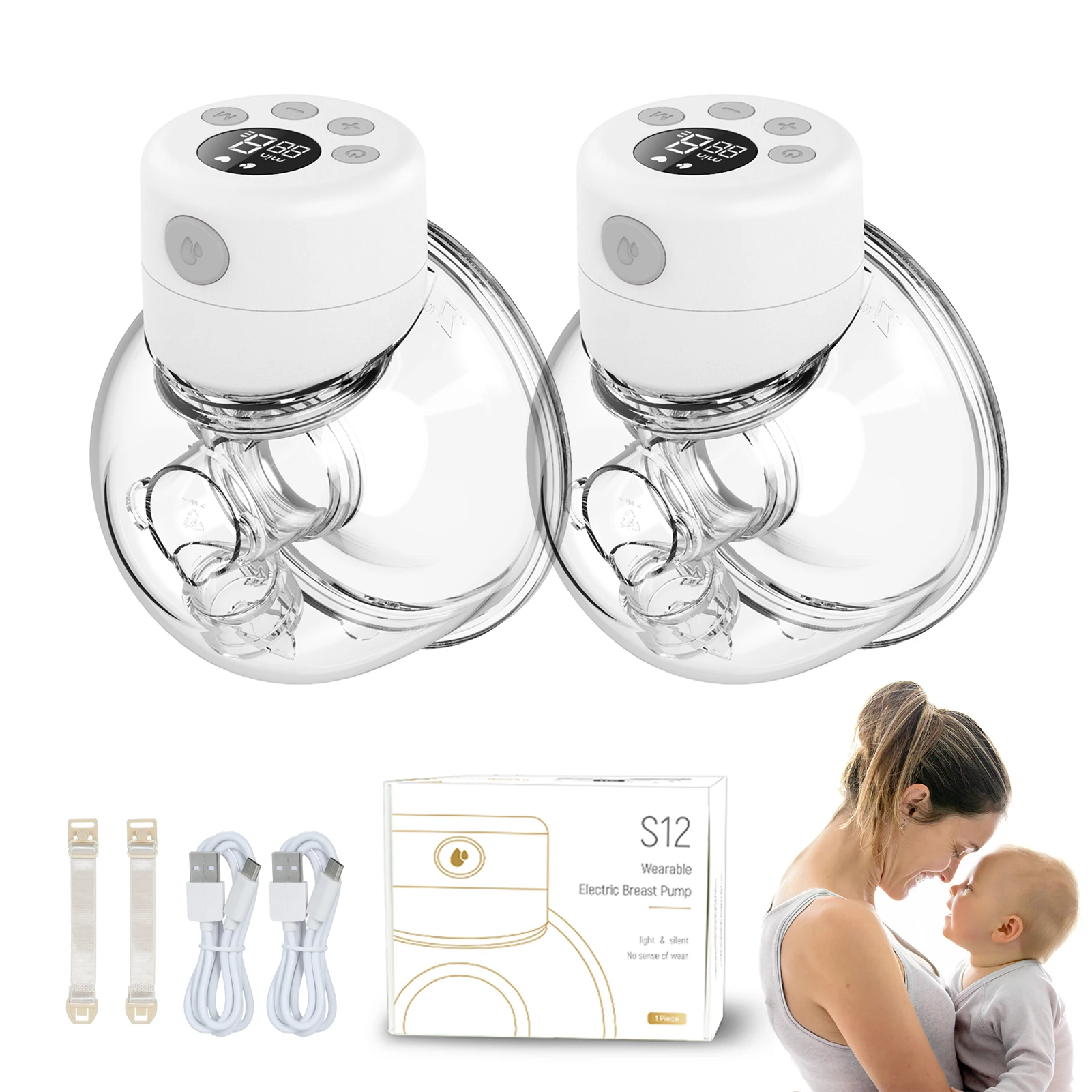 2/1 stücke s12 tragbare elektrische Milch pumpe leise unsichtbare Hände frei Milch pumpe Komfort Milch sammler Milch zieher bpa-frei