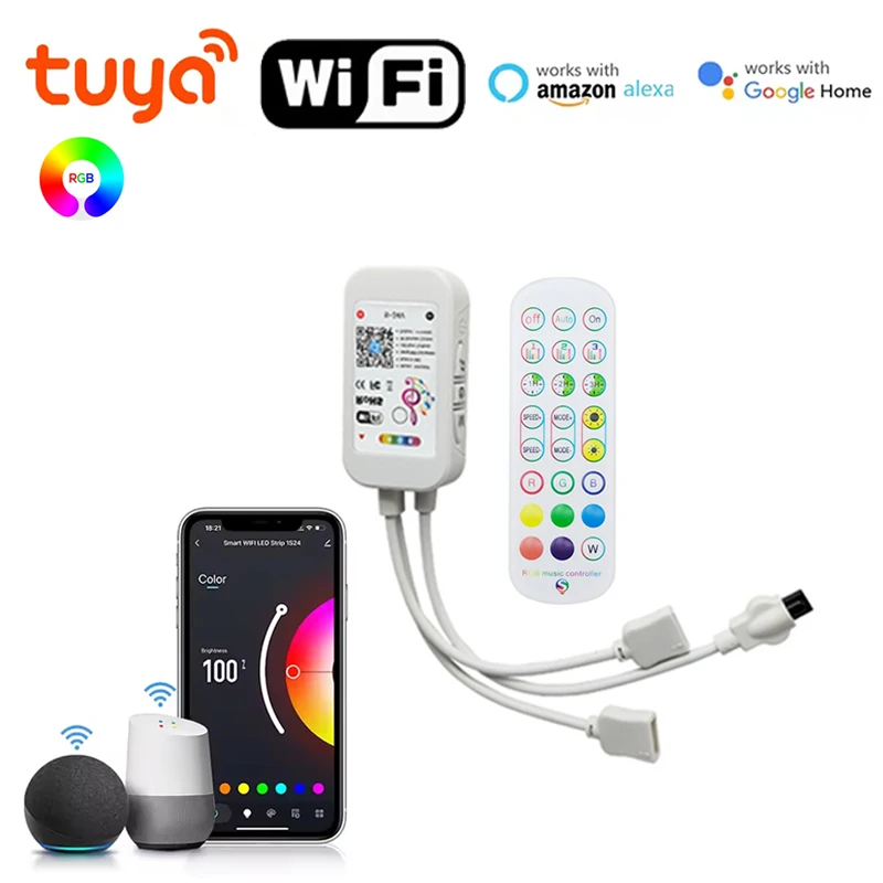 Controller RGB Wifi 12V Controller LED RGB Bluetooth a 3 pin Controller luci LED RGB Tuya Sincronizzazione musicale Controller intelligente DC 5-24V