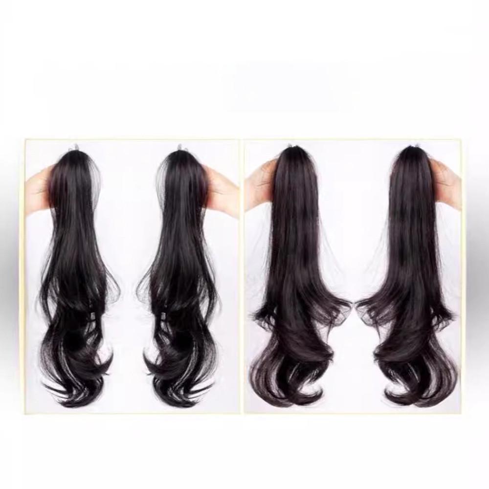 Extensiones de cabello de conejo de orejas de Lop simuladas, cola de caballo trenzada larga y esponjosa, grabber, peluca con clip, 45cm, 1 unidad