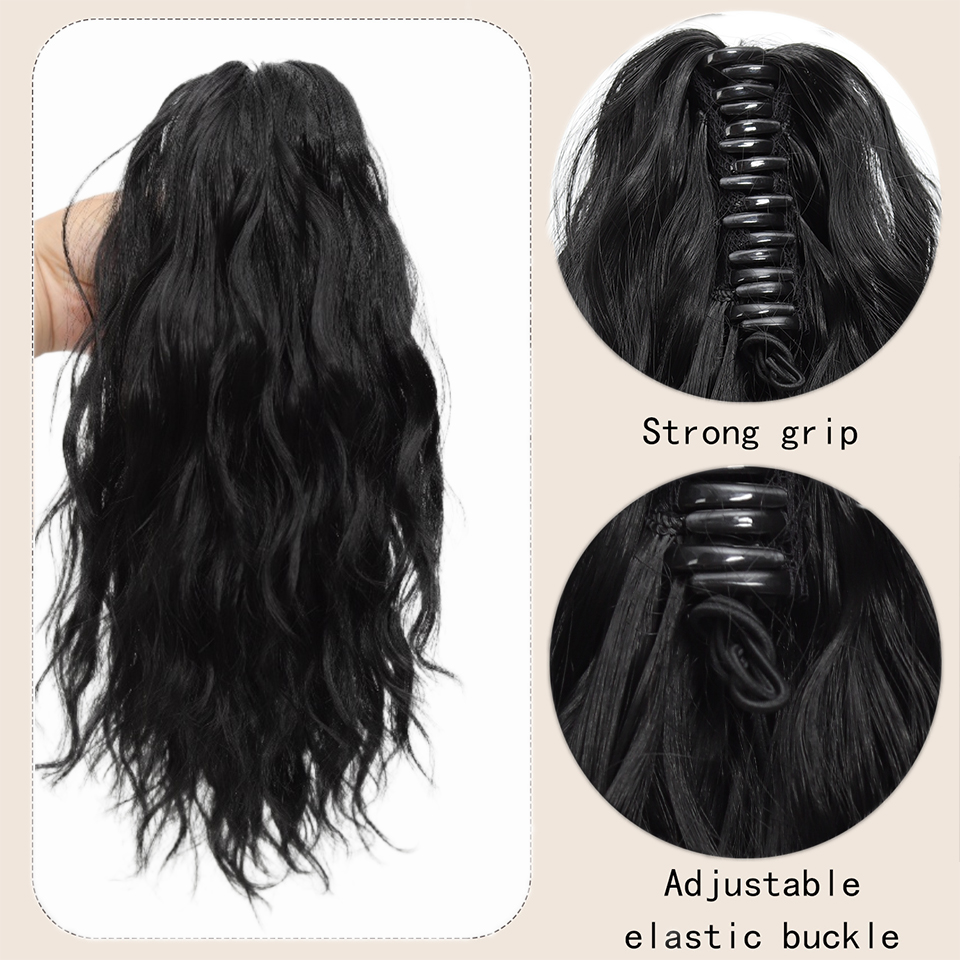 14-Zoll-Pferdeschwanz mit lockigen Wellen, synthetisches Haarteil, hitzebeständige Faser, elegante Pferdeschwanzverlängerung mit Krallenclip für Frauen