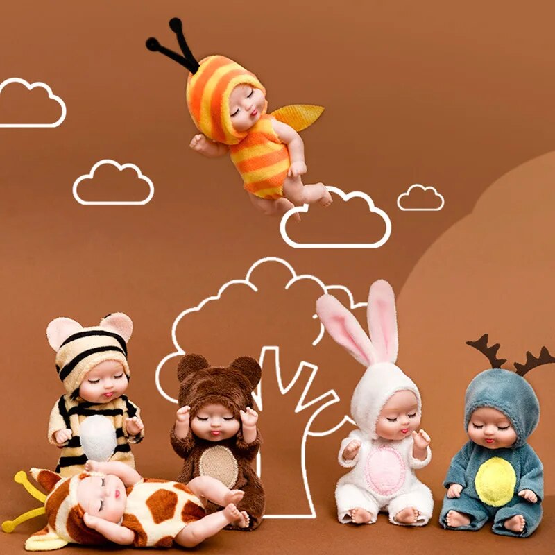 1 pièces 13 cm sommeil bébé poupée nouvelle mode Simulation renaissance poupées Mini poupée mignonne dessin animé Animal enfants jouet pour enfants cadeau d'anniversaire