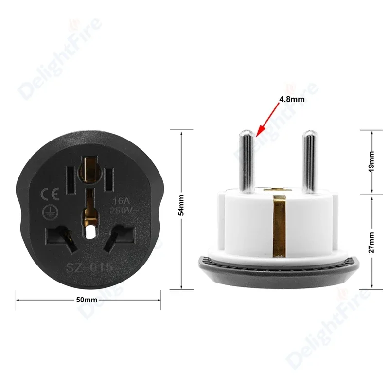 EU Cắm Đa Năng 16A EU Chuyển Đổi 2 Pin Tròn Ổ Cắm Âu Anh CN Mỹ EU Ổ Điện AC 250V Du Lịch Chất Lượng Cao