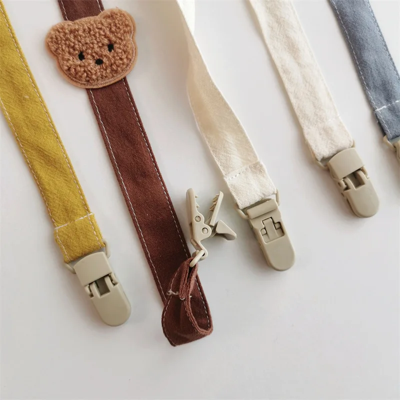 Cute Bear Head Baby Pacifier Clips Anti-drop Chain Newborn Toddler Teething Dummy Clip Nipple Holder Children's Toy Accessories