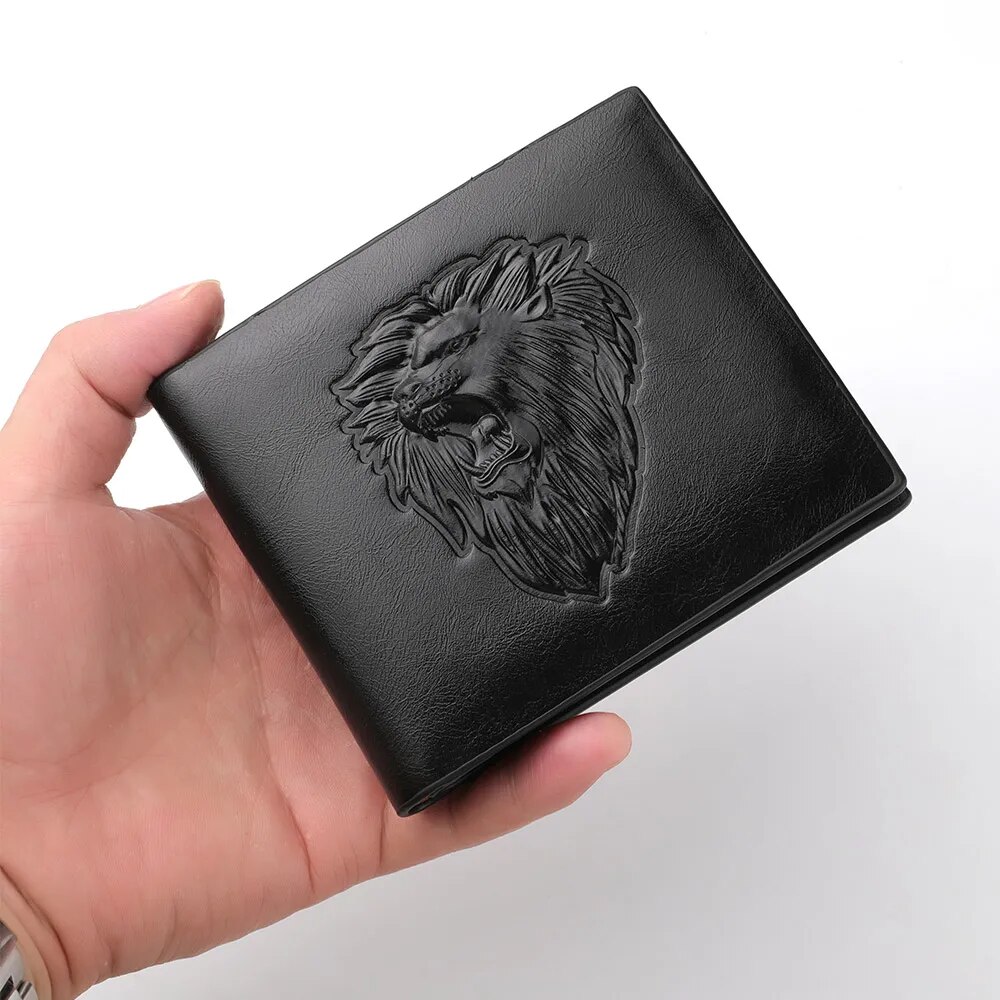 Cartera de tres pliegues personalizada para hombre, billetera con relieve 3D, tarjetero multitarjeta, monedero corto con cremallera
