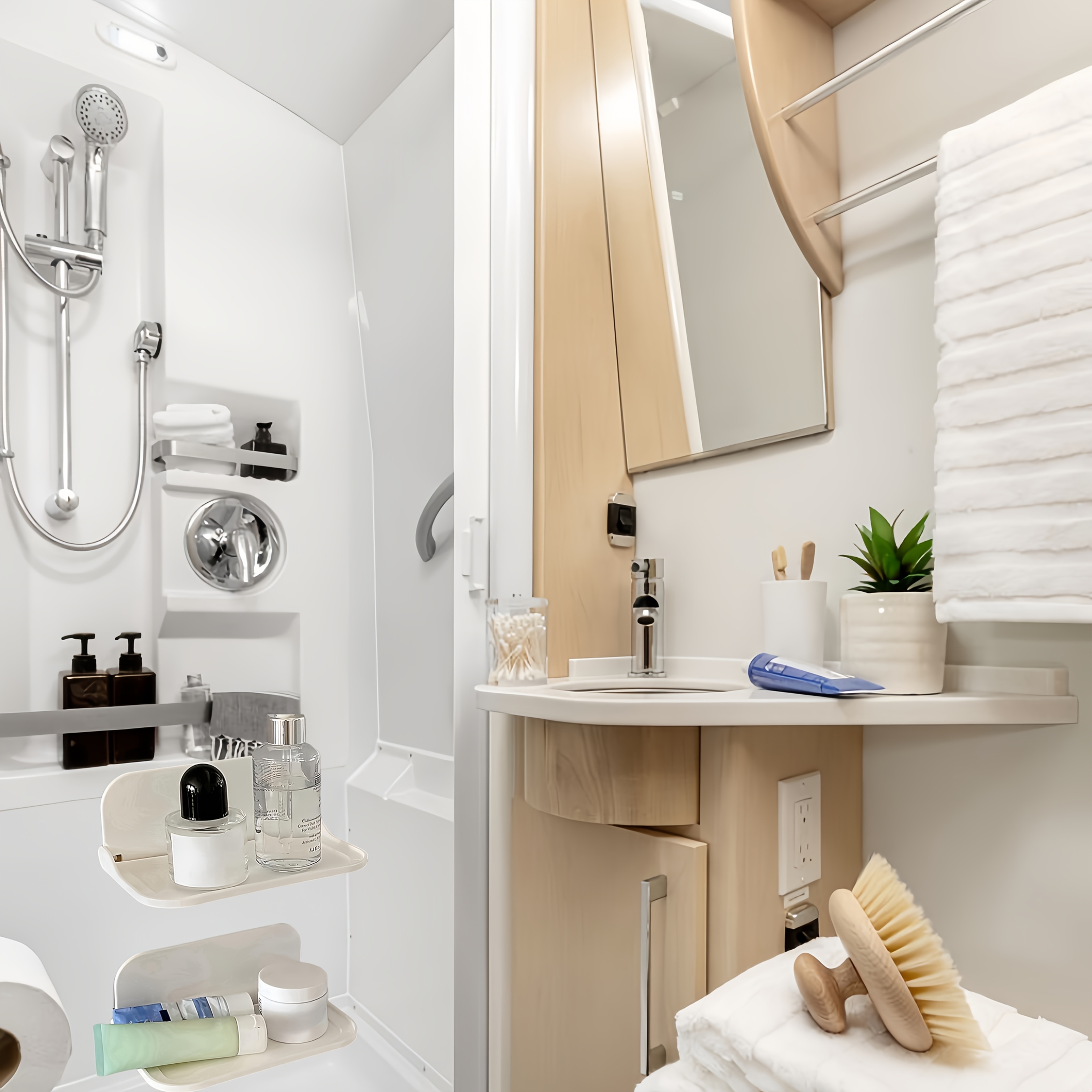 Support pliable peu encombrant pour camping-car! Support mural facile à installer, design flottant robuste, accessoire idéal pour camping-car.