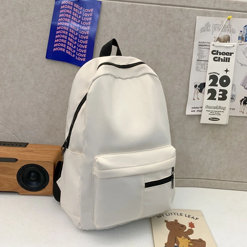 Simple Solid Color Casual Backpack, Lightweight Versatile High School Student Bag, Versatile Solid Color Daypacks ForHangingOut