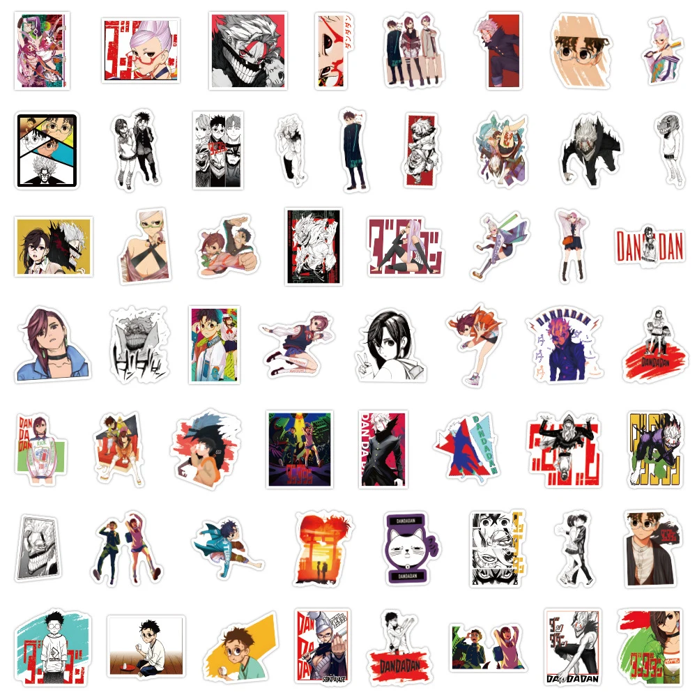 55 Uds Dandadan pegatinas de Anime Momo Ayase Okarun pegatina portátil monopatín motocicleta teléfono Turbo abuela calcomanías de dibujos animados Juguetes