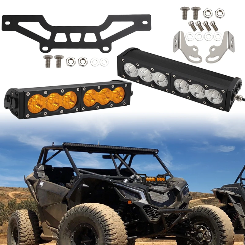 11 "LED ライトバーブラケットキットフロントグリル 60 ワットフロントランプバー 6000K 3000K UTV 補助駆動 Can Am マーベリック X3 2016-2023