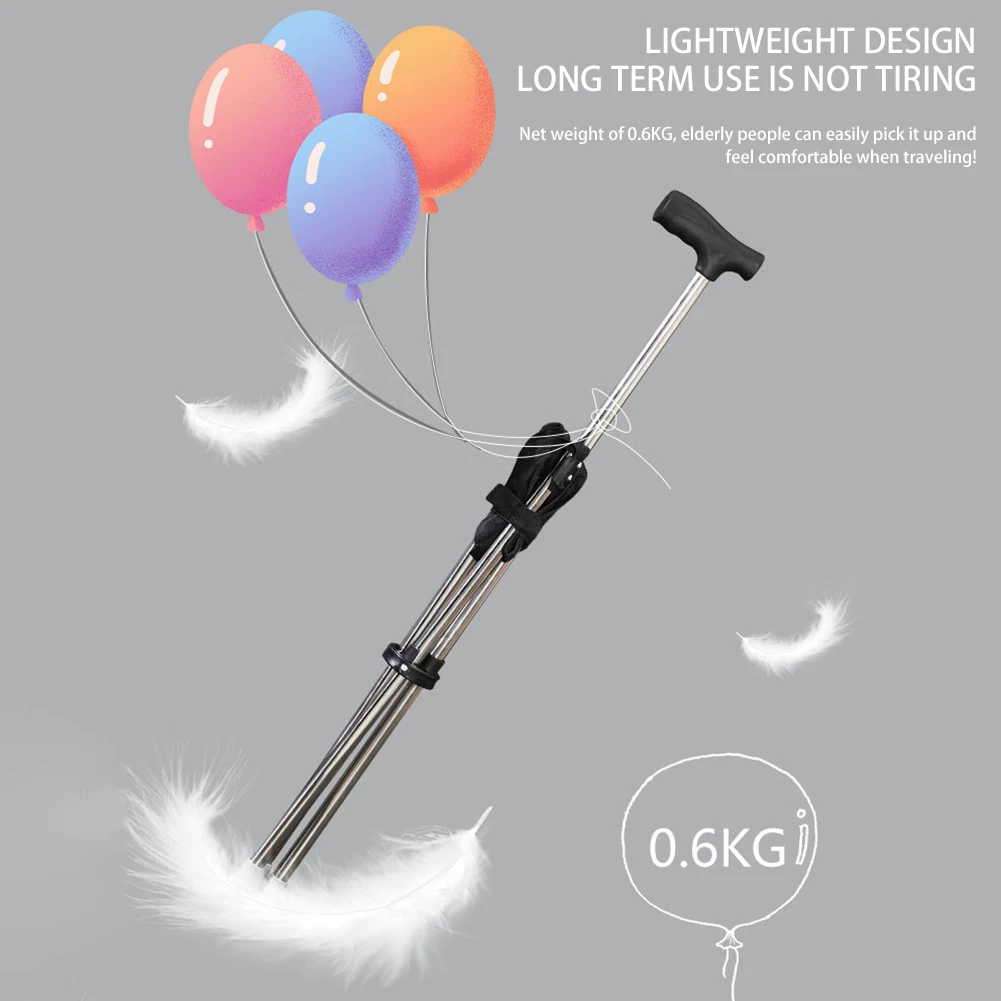 Outdoor collapsible cane chair elderly walking stool light mountaineering cane crutches stool