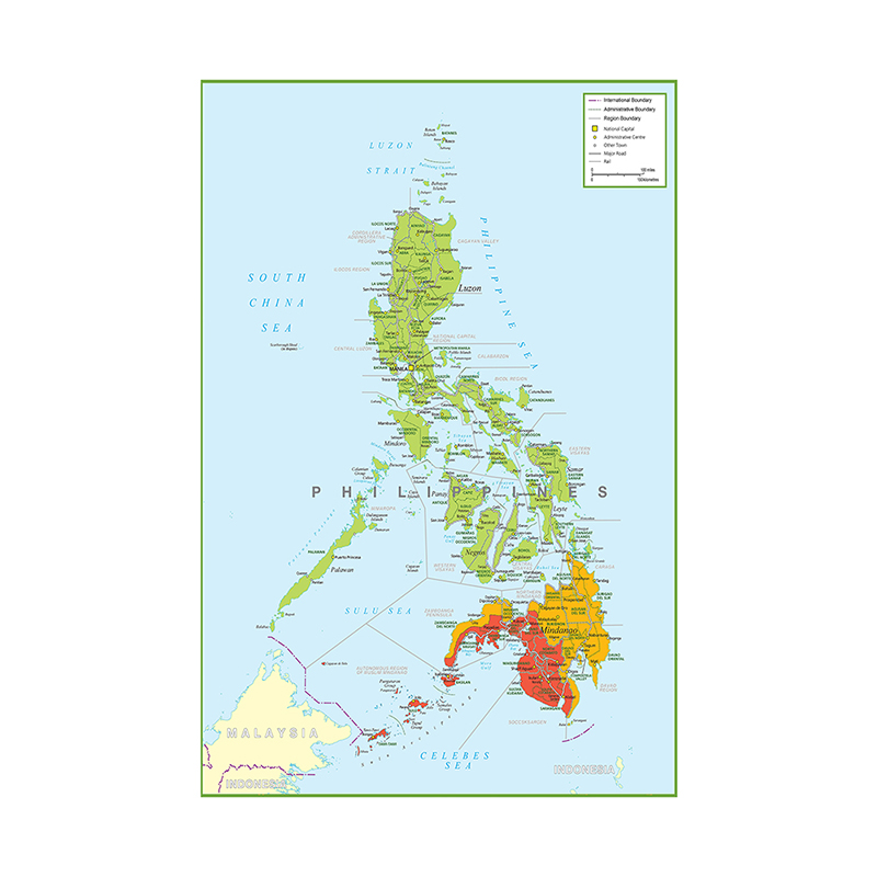100*150Cm Philippines Bản Đồ Hành Chính Poster Dán Tường Nghệ Thuật In Tranh Canvas Đồ Dùng Văn Phòng Phòng Khách Trang Trí Nhà