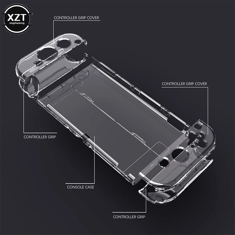 Funda transparente de cristal para Nintendo Switch OLED, funda rígida transparente acoplable para accesorios de consola Switch OLED