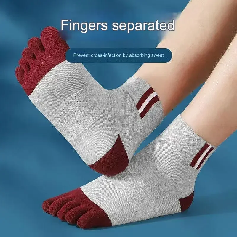 5 pares de calcetines informales de algodón con cinco dedos para hombre, calcetines deportivos transpirables con cinco dedos, calcetines con punta abierta de alta calidad para hombre