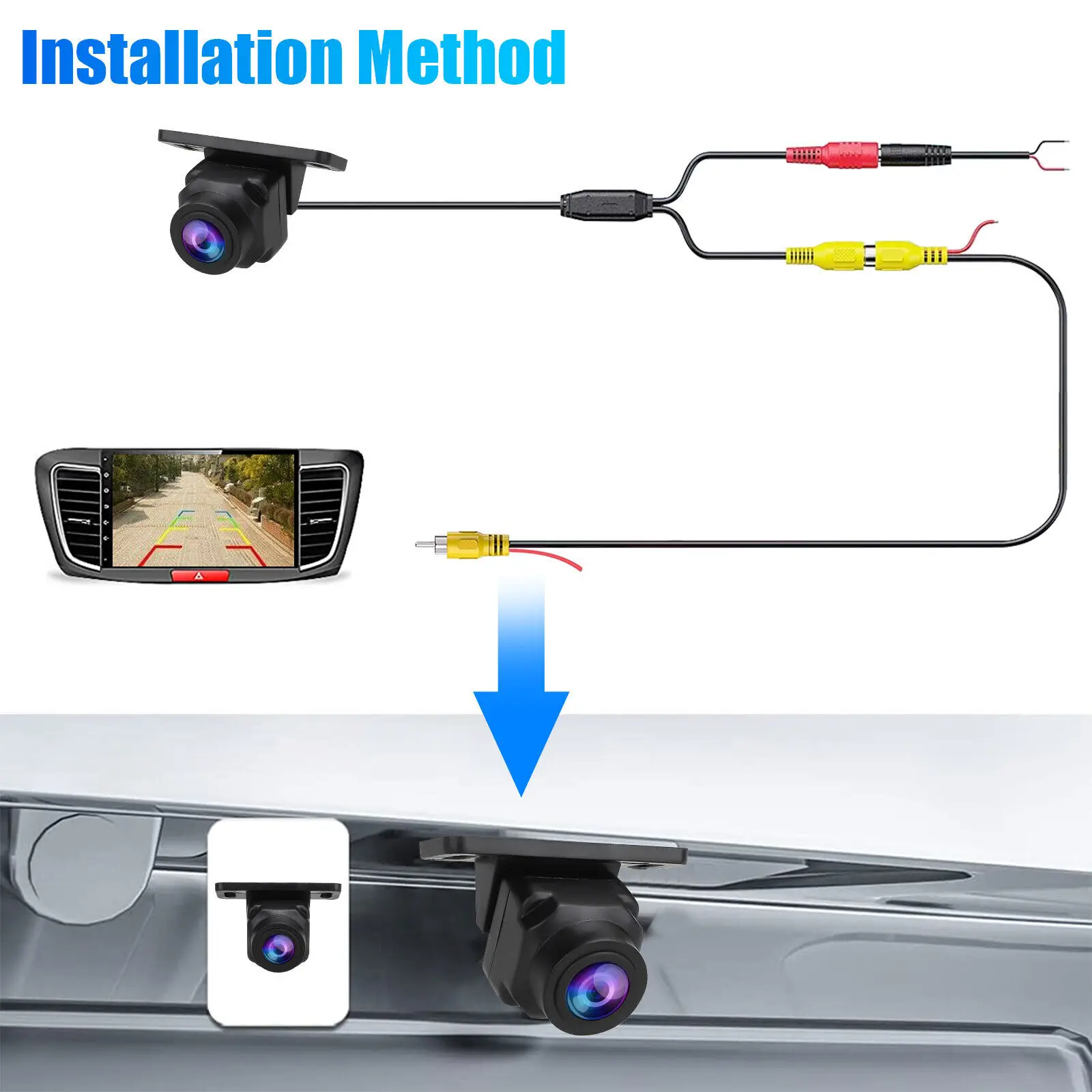 1080P auto-achteruitrijcamera 170 °   Groothoek verstelbare anti-interferentie nachtzicht waterdichte automatische parkeer achteruitrijcamera Nieuw
