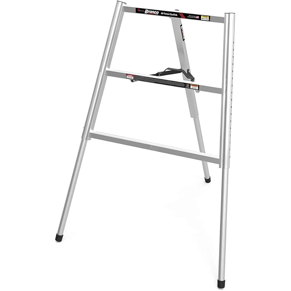 Bronco All Terrain Scaffolding Telescoping Sawhorse Adjustable Height Portable Aluminum Frame Heavy Duty Load Capacity 300lb
