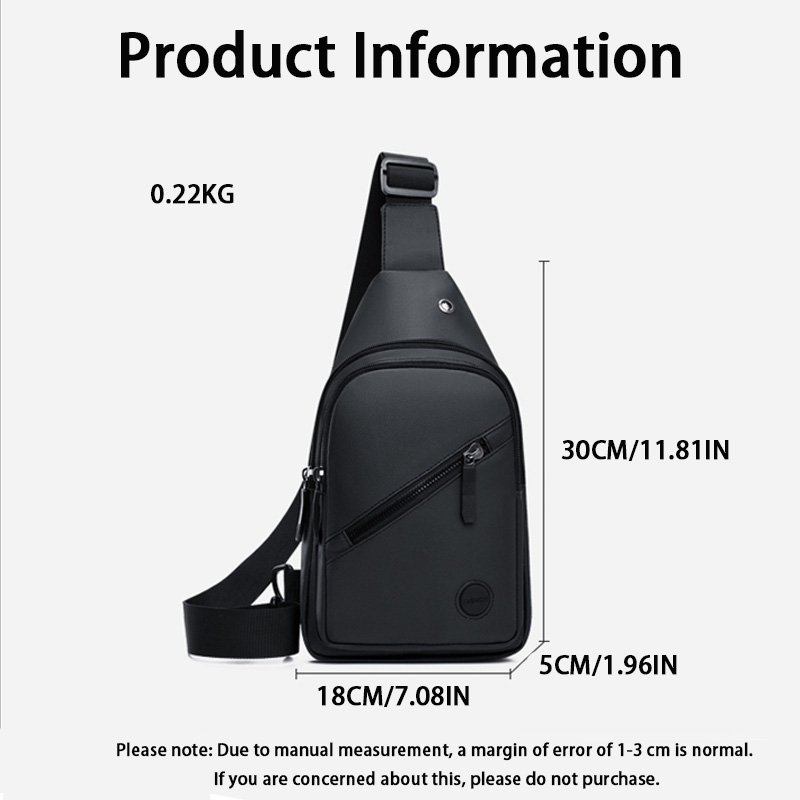 Męska torba crossbody z materiału imitującego skórę, lekka, wytrzymała torba na ramię do użytku na zewnątrz, duża pojemność.
