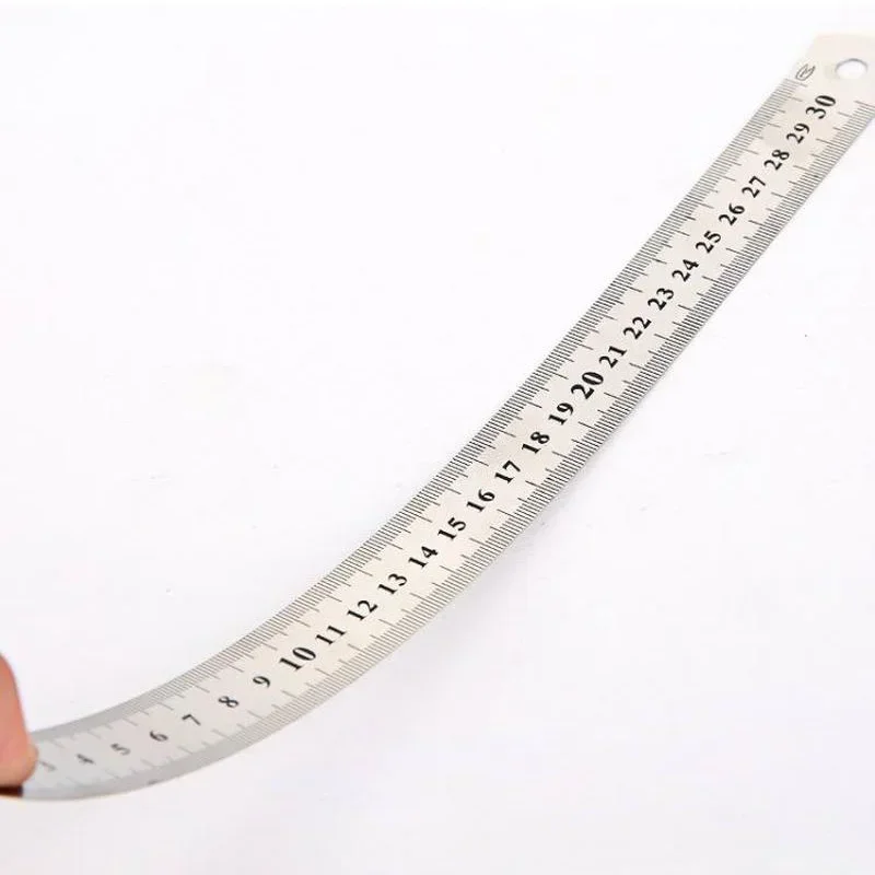 Strumento di misurazione righello dritto in acciaio inossidabile con scala a doppio lato da 15-30 cm per studenti, cancelleria scolastica, regalo per bambini