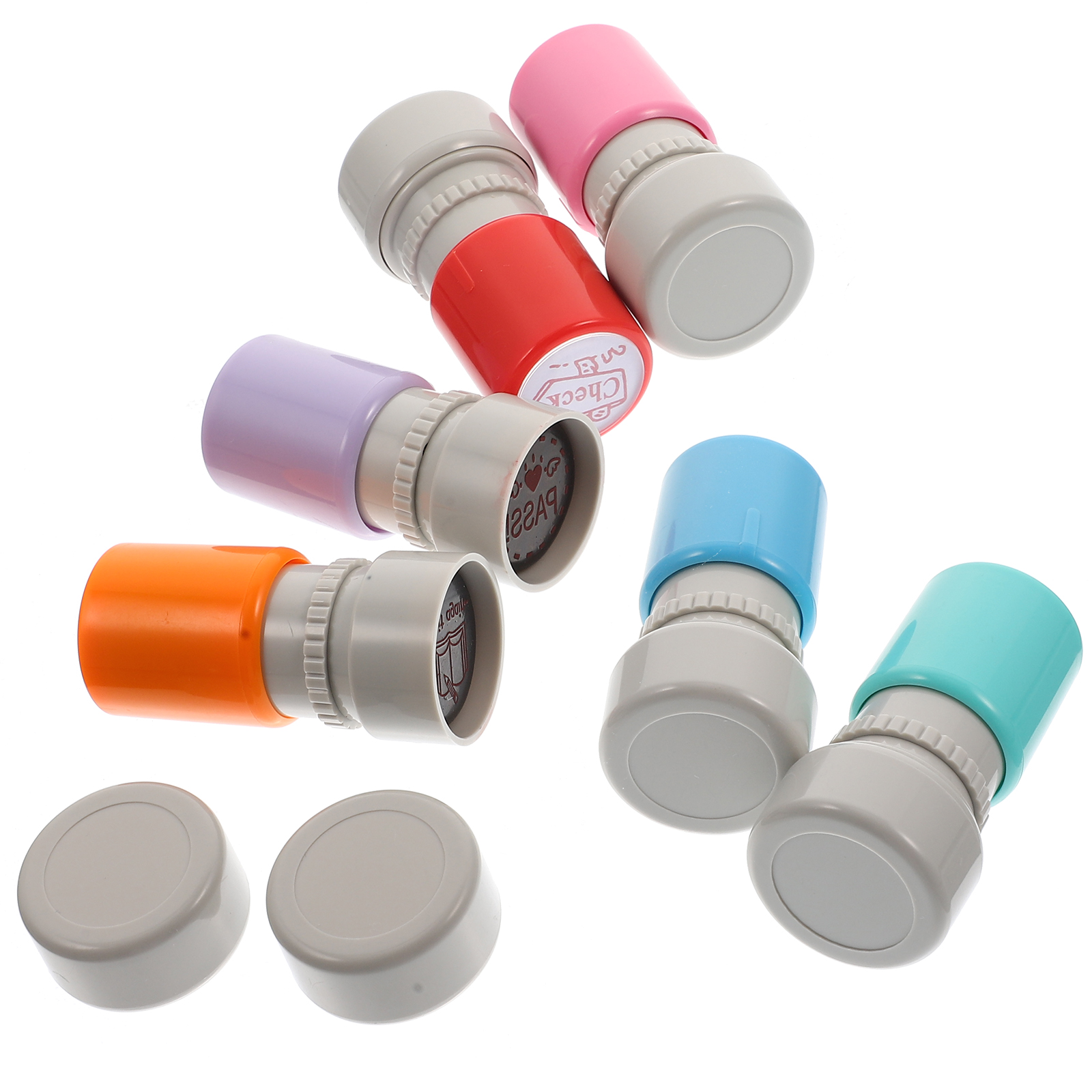 6 ชิ้นความคิดเห็นภาษาอังกฤษแสตมป์ครูการ์ตูนรางวัล Stampers ปลอดภัยเด็กการศึกษาโรงเรียนแบบพกพาสีสุ่ม