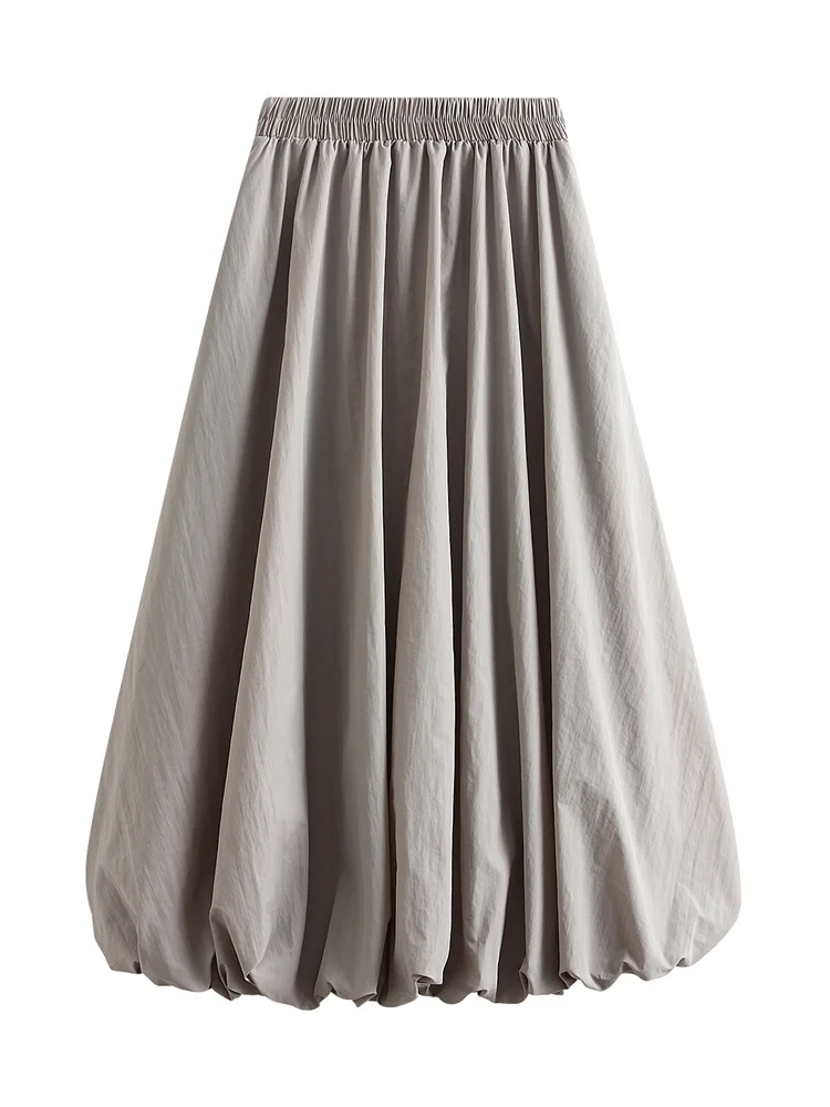 Gonne lunghe delle donne di modo di CHRONSTYLE gonne a trapezio solide elastiche a vita alta eleganti gonne a pieghe casuali allentate arricciate 2024 nuovo