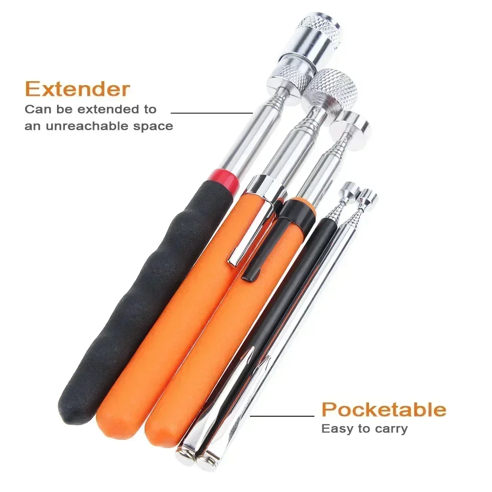 Mini bolígrafo magnético telescópico portátil, herramienta práctica de capacidad para recoger tuercas, perno, varilla de recogida extensible