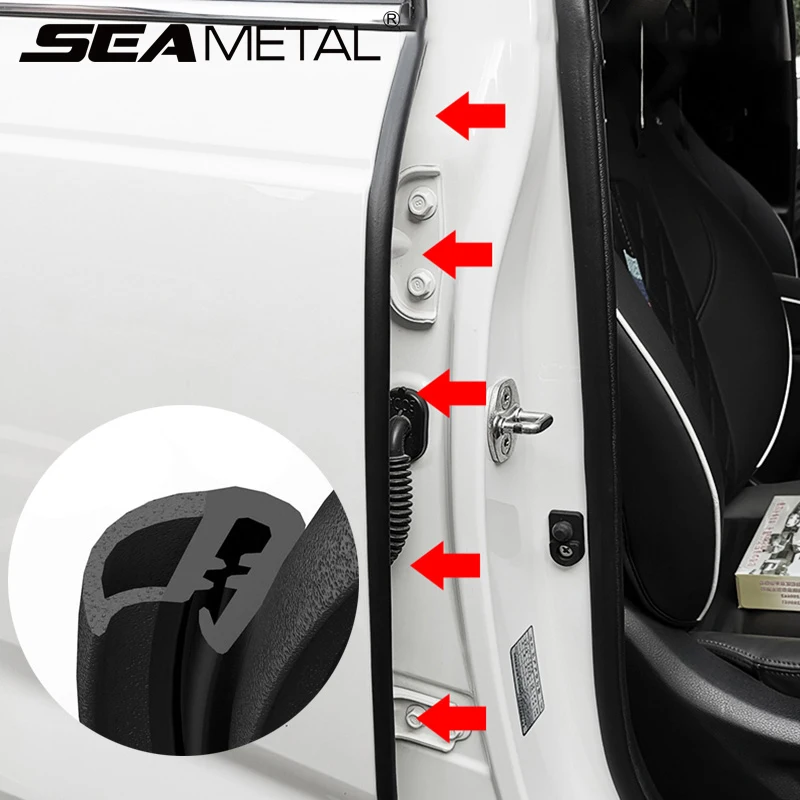 Burlete de goma para Borde de puerta de coche, tiras de sellado de Pilar B, protección contra el ruido a prueba de viento para accesorios selladores de maletero de puerta de coche