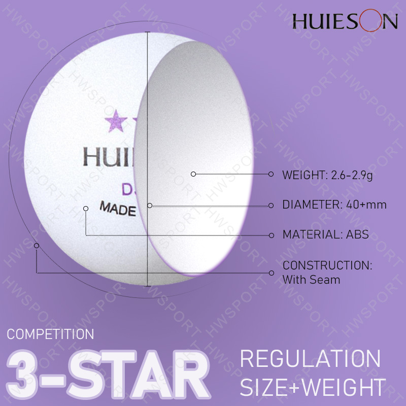 Huieson 50/100 pacote bolas de tênis de mesa 3 estrelas dj40 + bolas de ping pong com costura bala redonda abs novo material bolas para treinamento