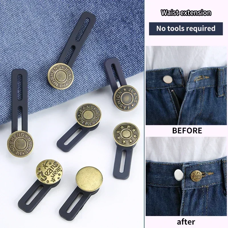 6 extensores de botones para pantalones vaqueros y pantalones: expansor de espera universal para mujeres y hombres, solución de extensión de banda instantánea